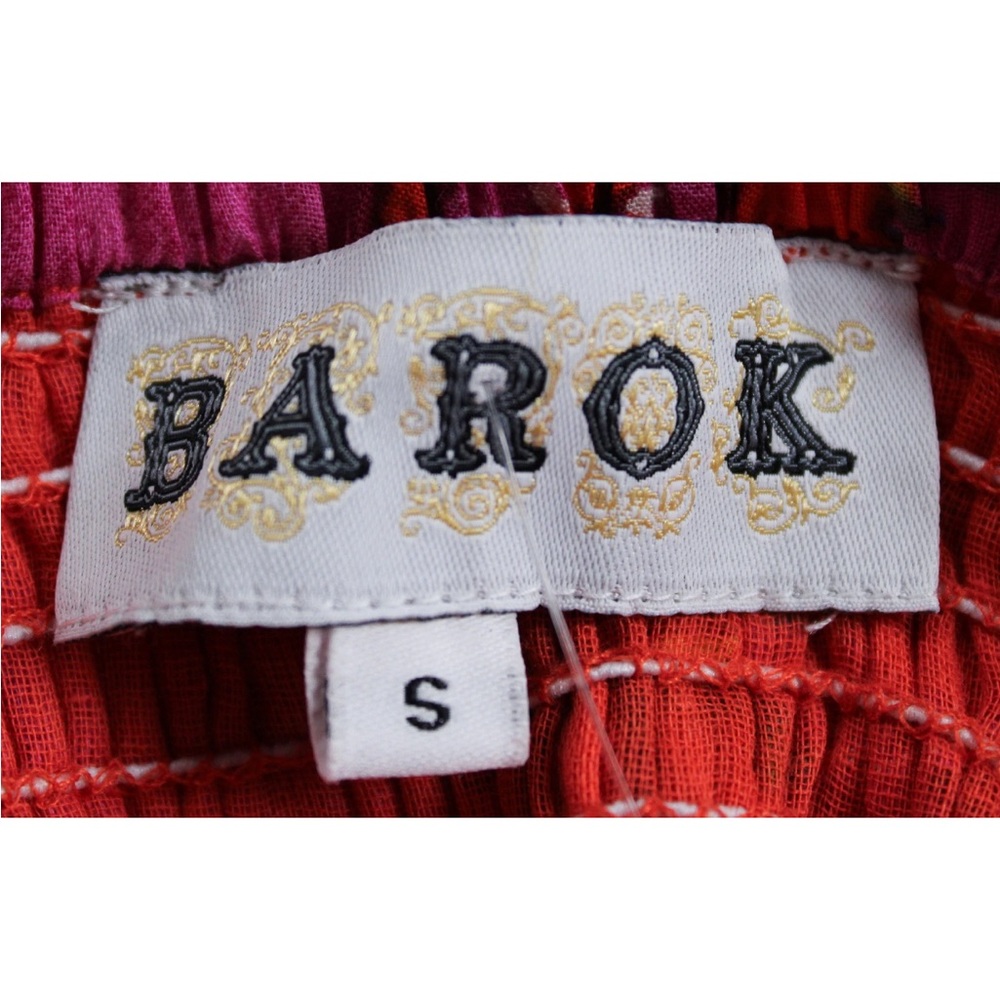 Anthropologie Barok Paris Beaded Tiered Maxi Dress Orange Pink Boho Small - Picture 3 of 14